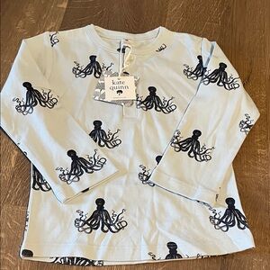 Kate Quinn Long Sleeve Octopus Tee - Light Blue
